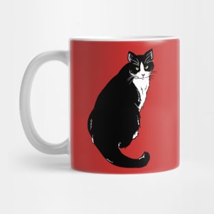 Cute Tuxedo Cat Illustration Mug